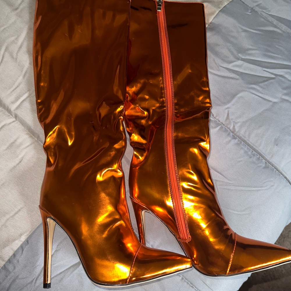 Orange Metallic Boots